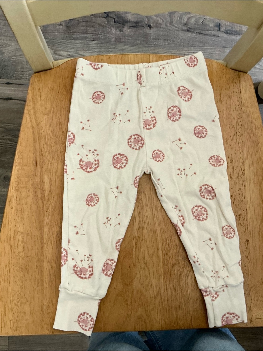 Cream Leggings with Dusty Rose Floral Print for Kids